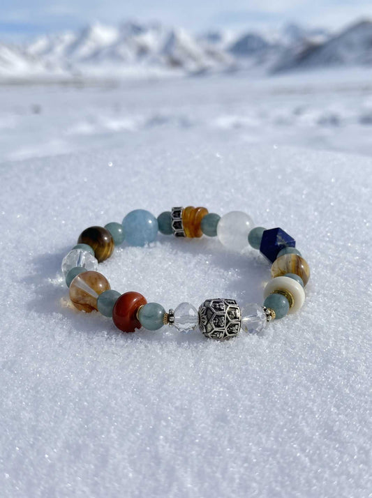 Multi-Gemstone Tibetan Buddha Charm Bracelet