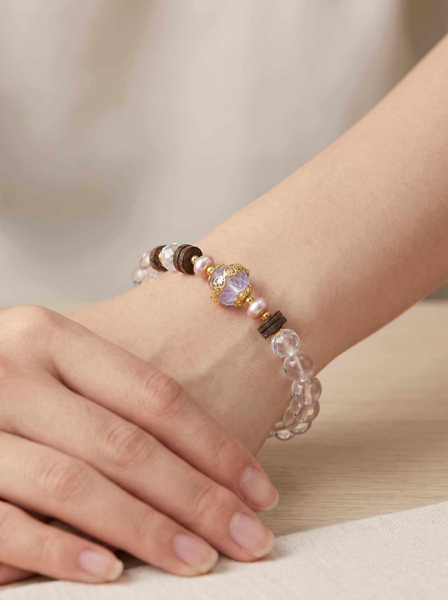 Rose Quartz Agarwood Concentric Bracelet
