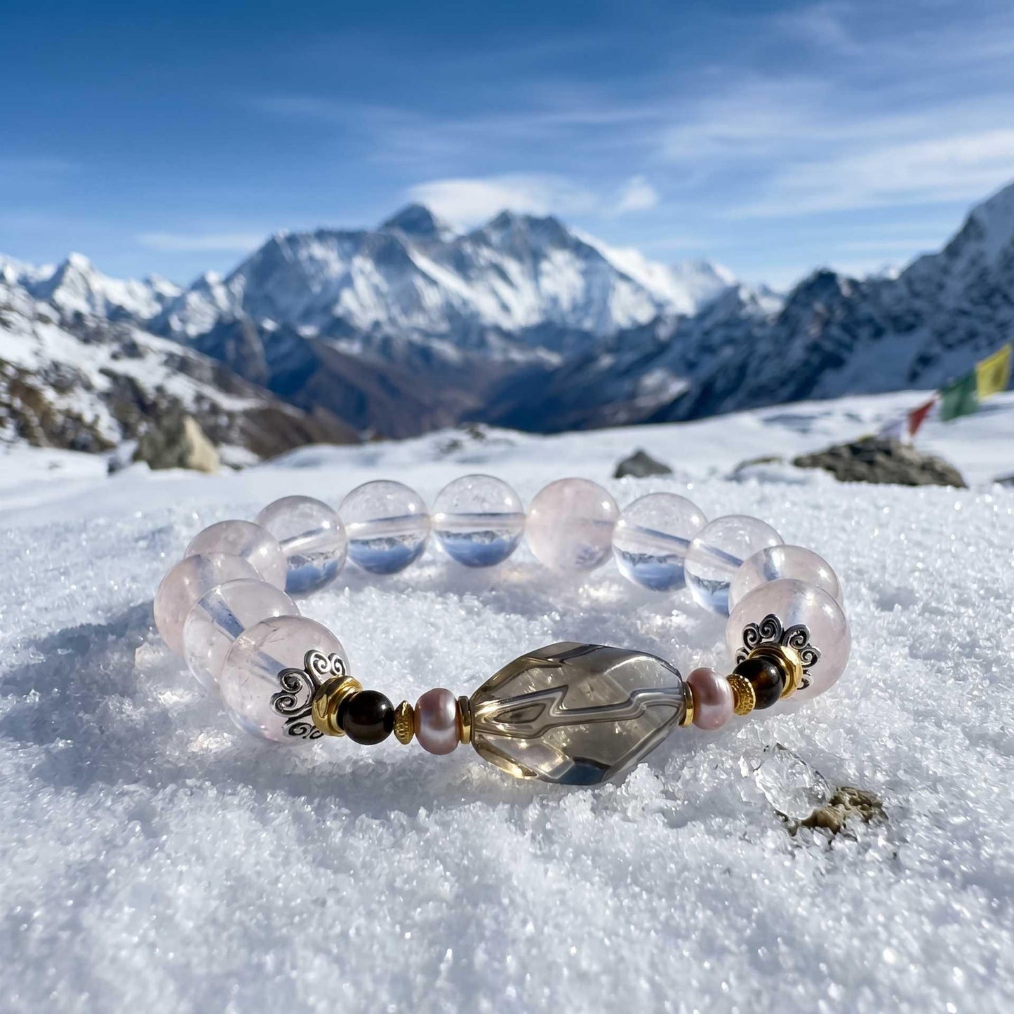 Snow Crystal Smoky Quartz Healing Bracelet