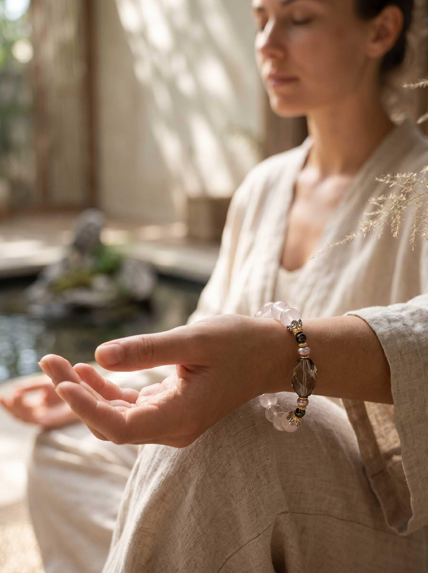 Snow Crystal Smoky Quartz Healing Bracelet
