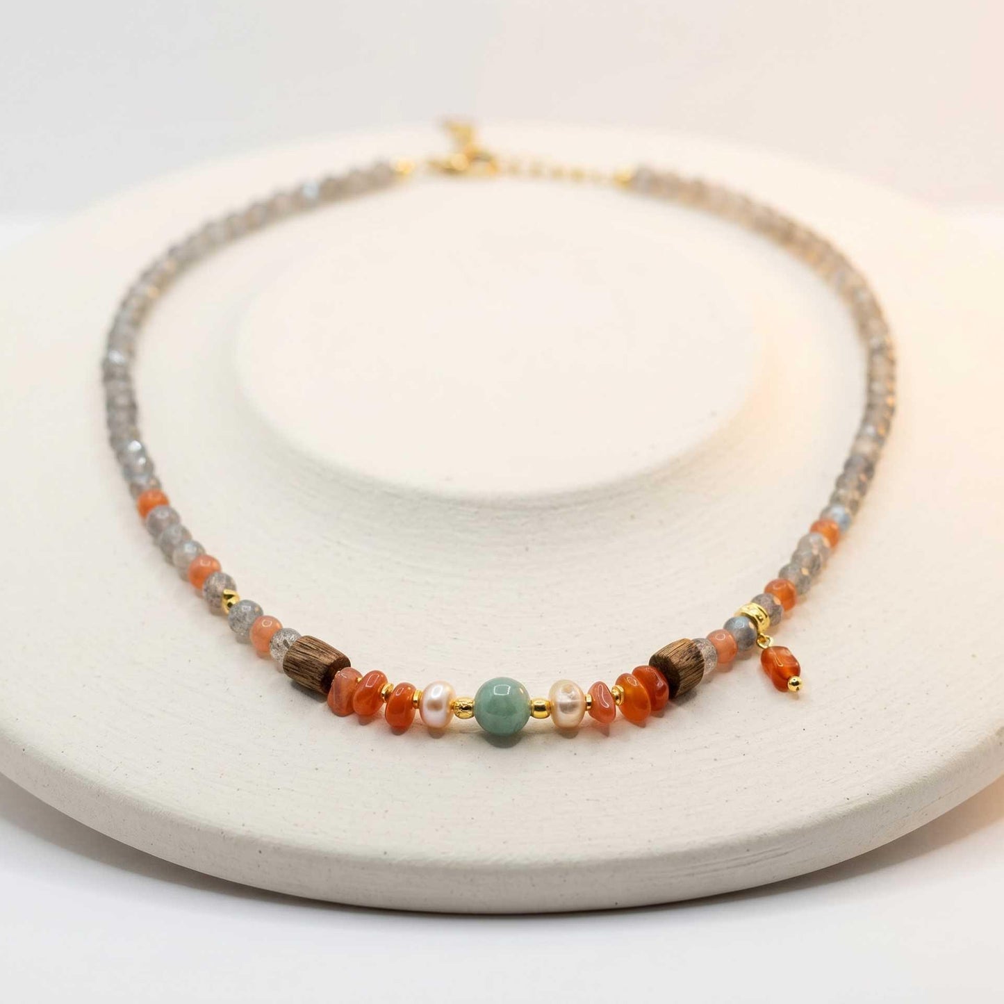Moonstone Carnelian Agarwood Calm Necklace