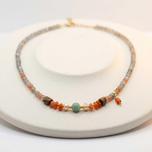 Moonstone Carnelian Agarwood Calm Necklace