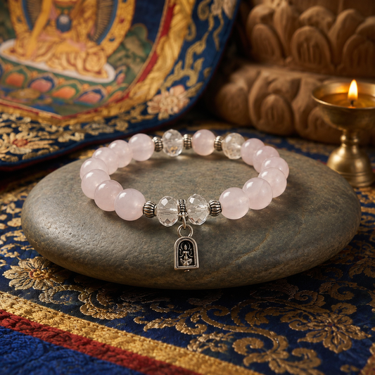 Mindful Rose Quartz Buddha Shrine Bracelet