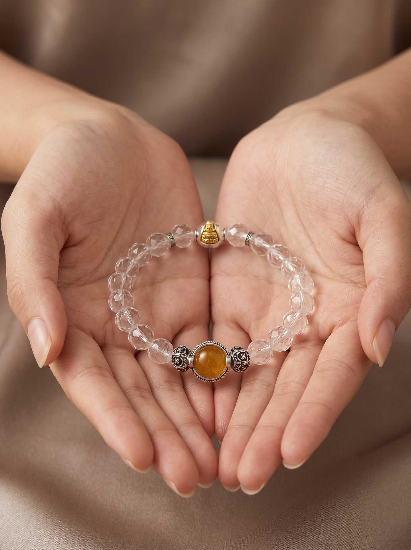 Clear Quartz Buddha Fortune Bracelet