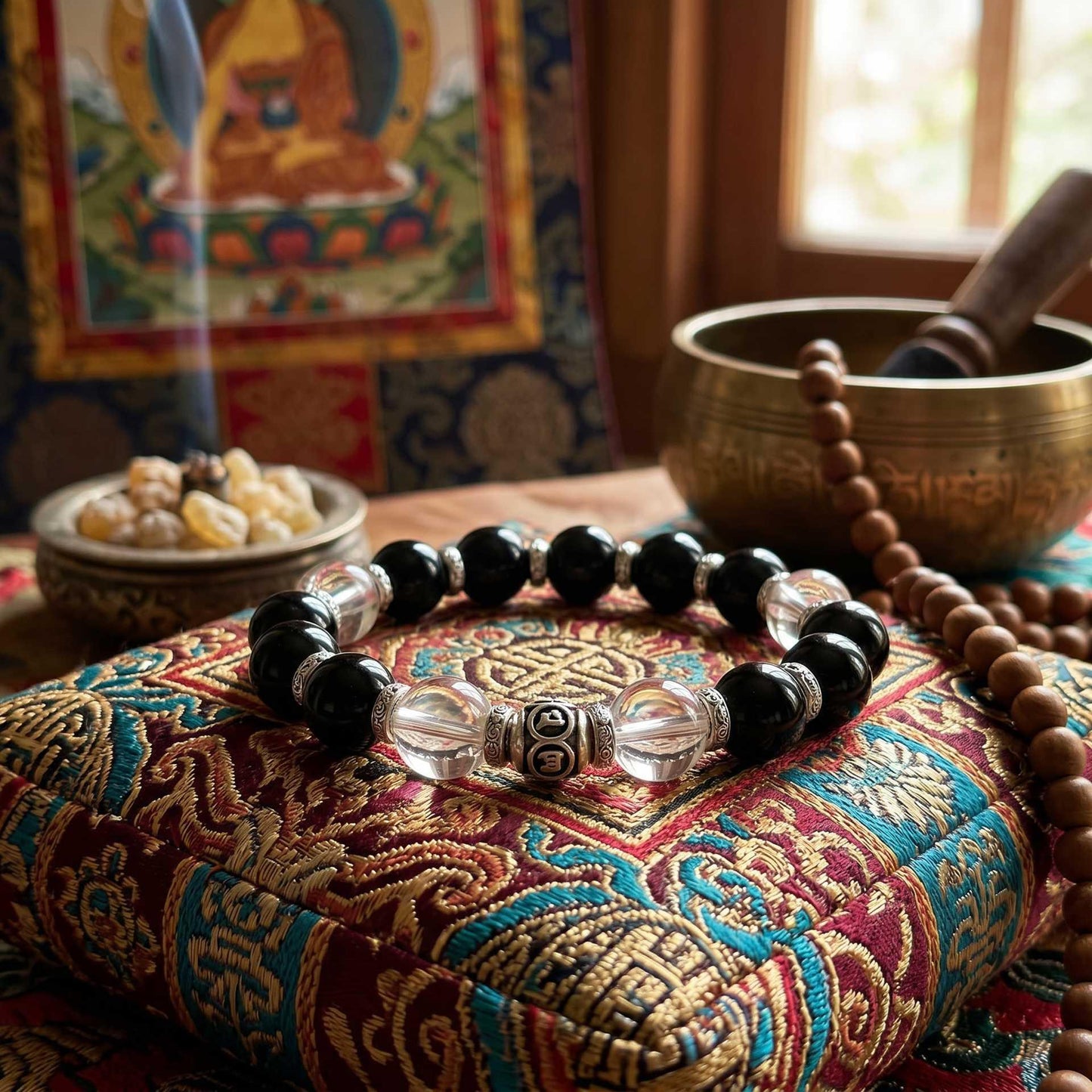 Azure Tiger's Eye Luminous Mantra Bracelet