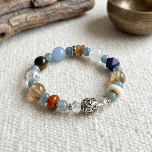Multi-Gemstone Tibetan Buddha Charm Bracelet