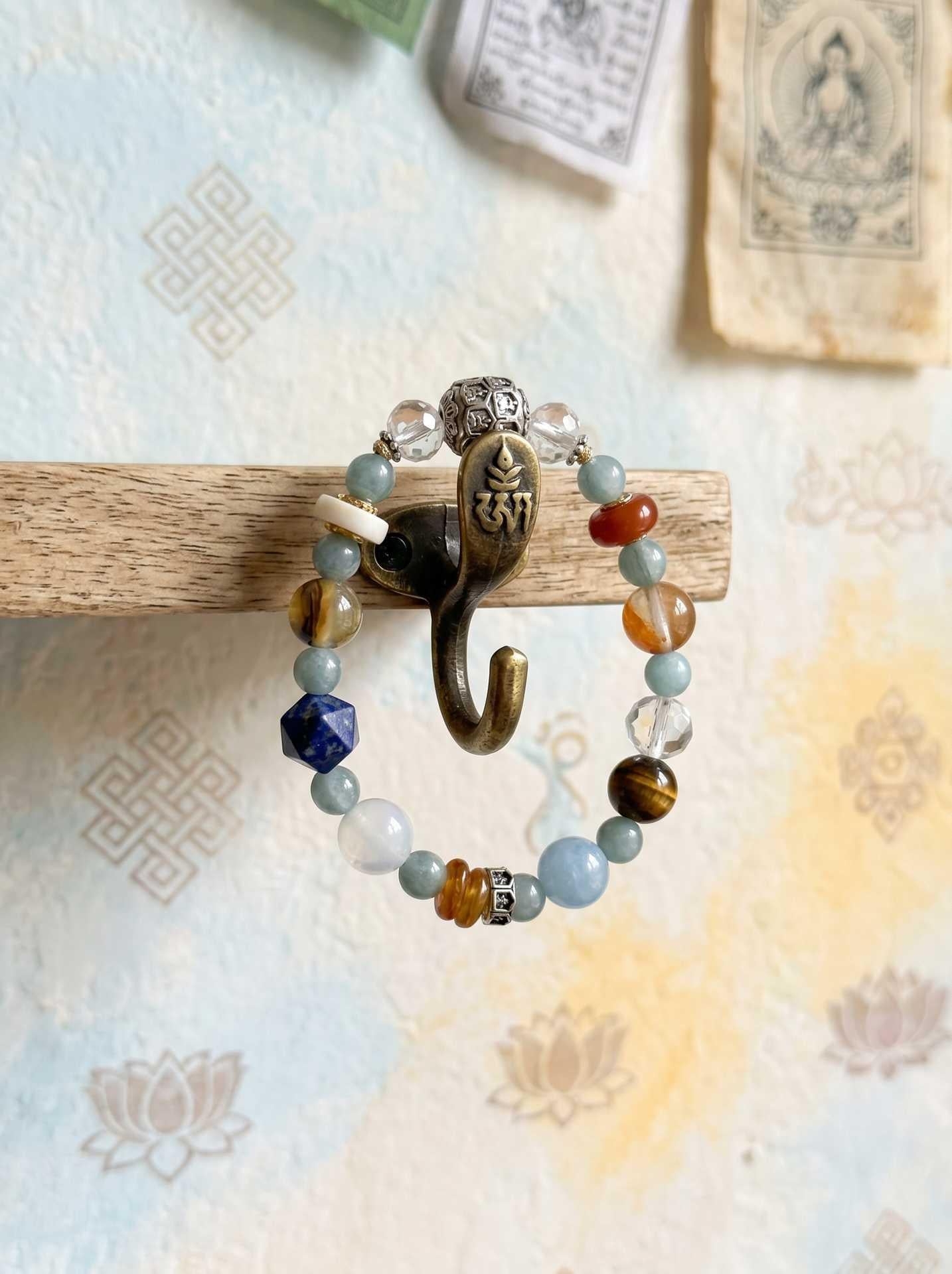 Multi-Gemstone Tibetan Buddha Charm Bracelet