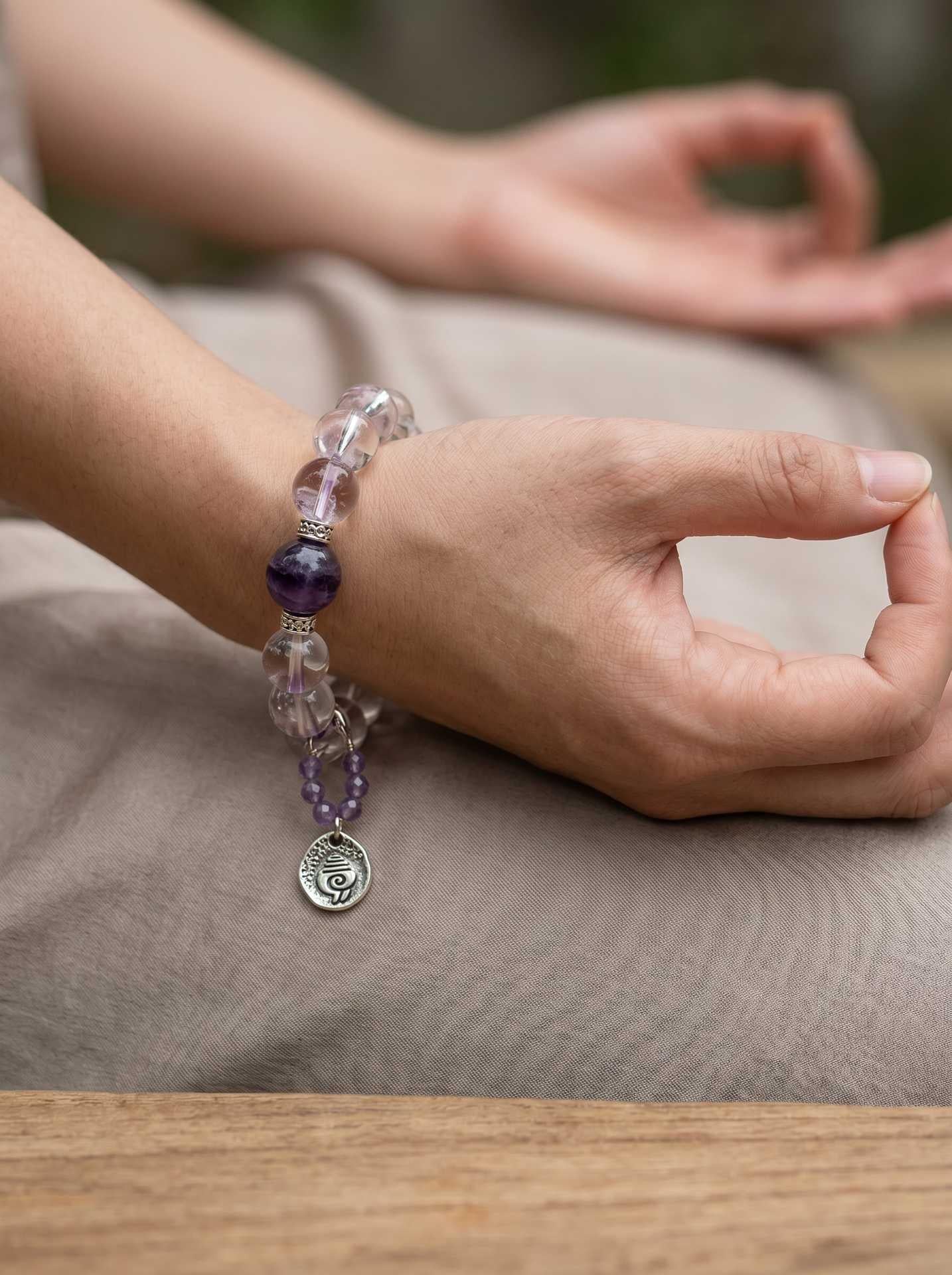 Obsidian Straight-Cut Protection Bracelet with Om Crystal