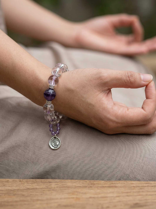 Obsidian Straight-Cut Protection Bracelet with Om Crystal