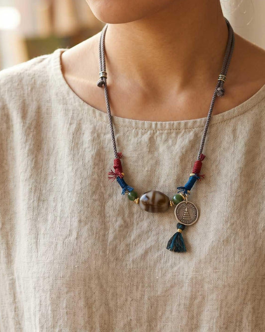 [Storyteller Edition]Himalaya Guardian Dalo Dzi Bead Necklace
