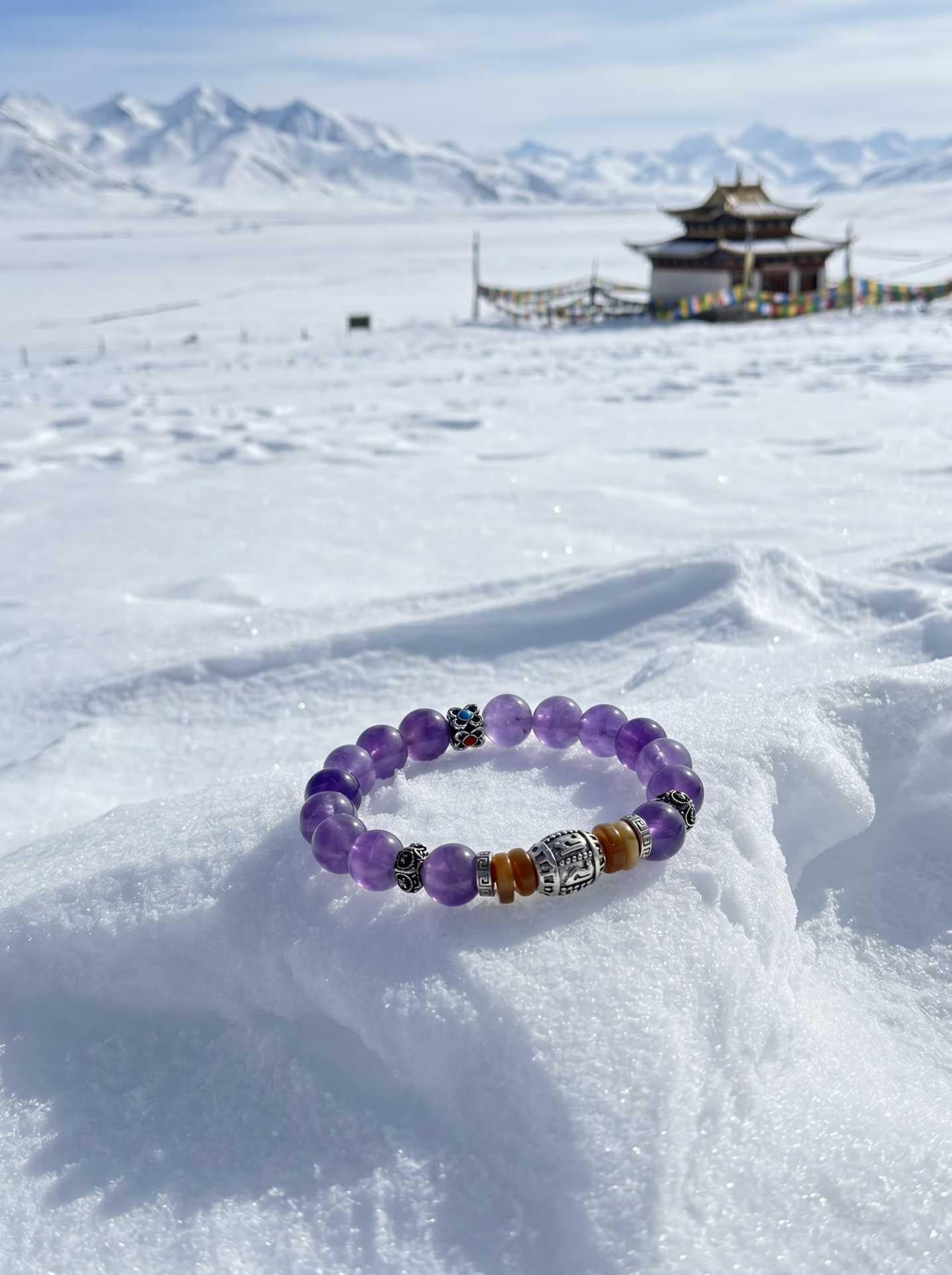 Amethyst Kelsang Mantra Blessing Bracelet — snow plateau lifestyle