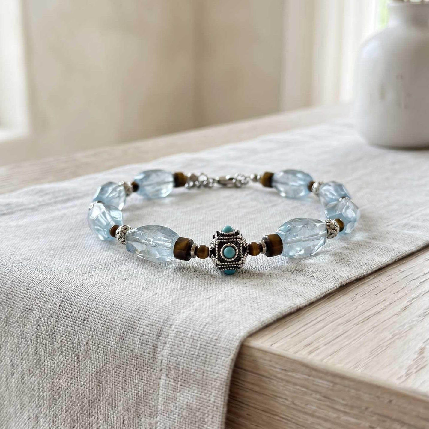 Guardian Vessel Tiger's Eye Topaz Bracelet — main product photo on linen