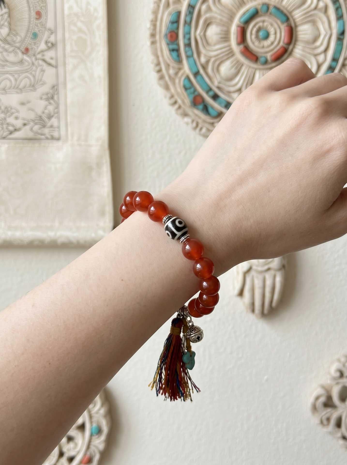 Vessel Dorje Red Agate Bracelet — on wrist