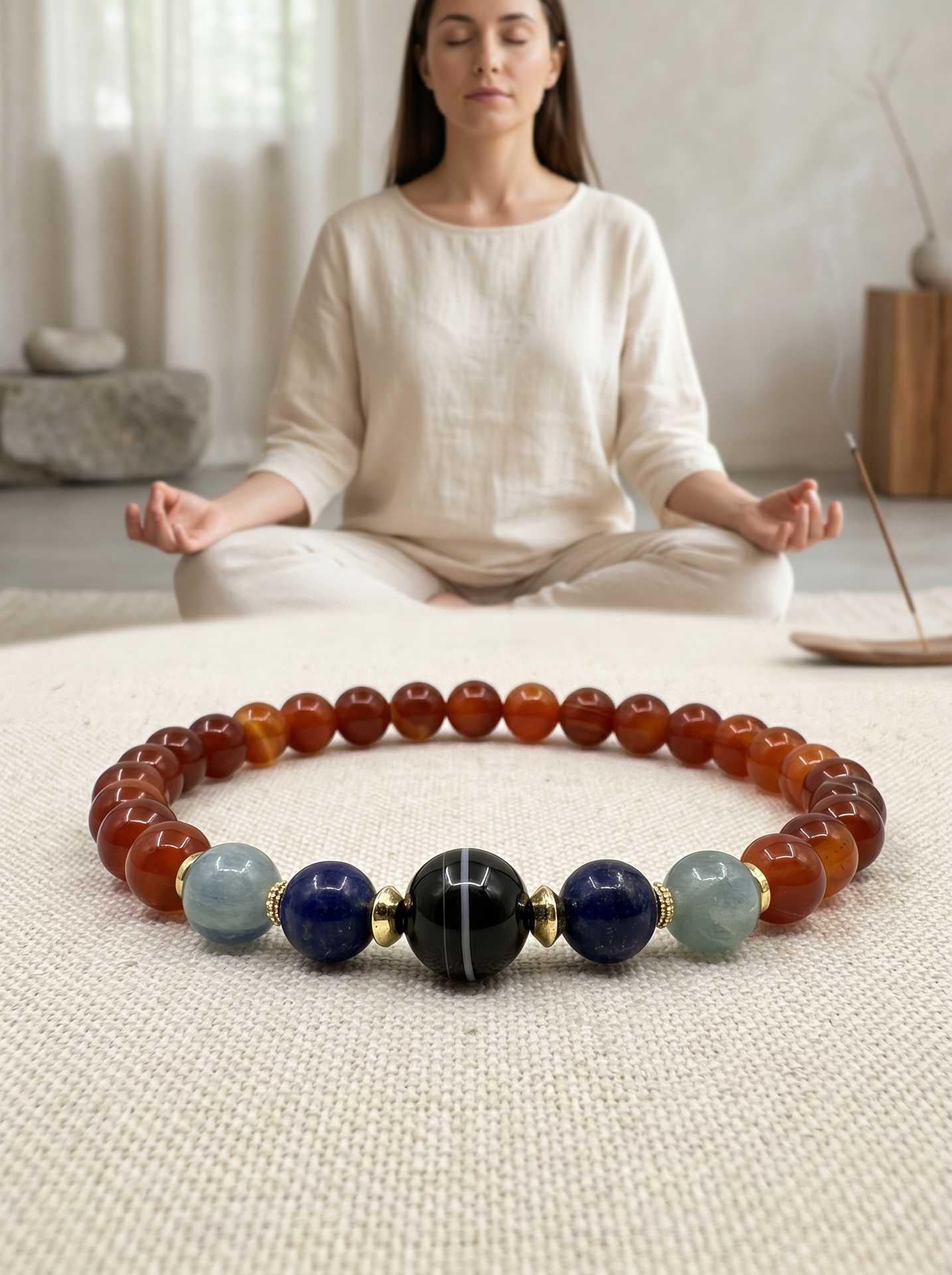 Prayer Healing Single Stripe Agate Bracelet