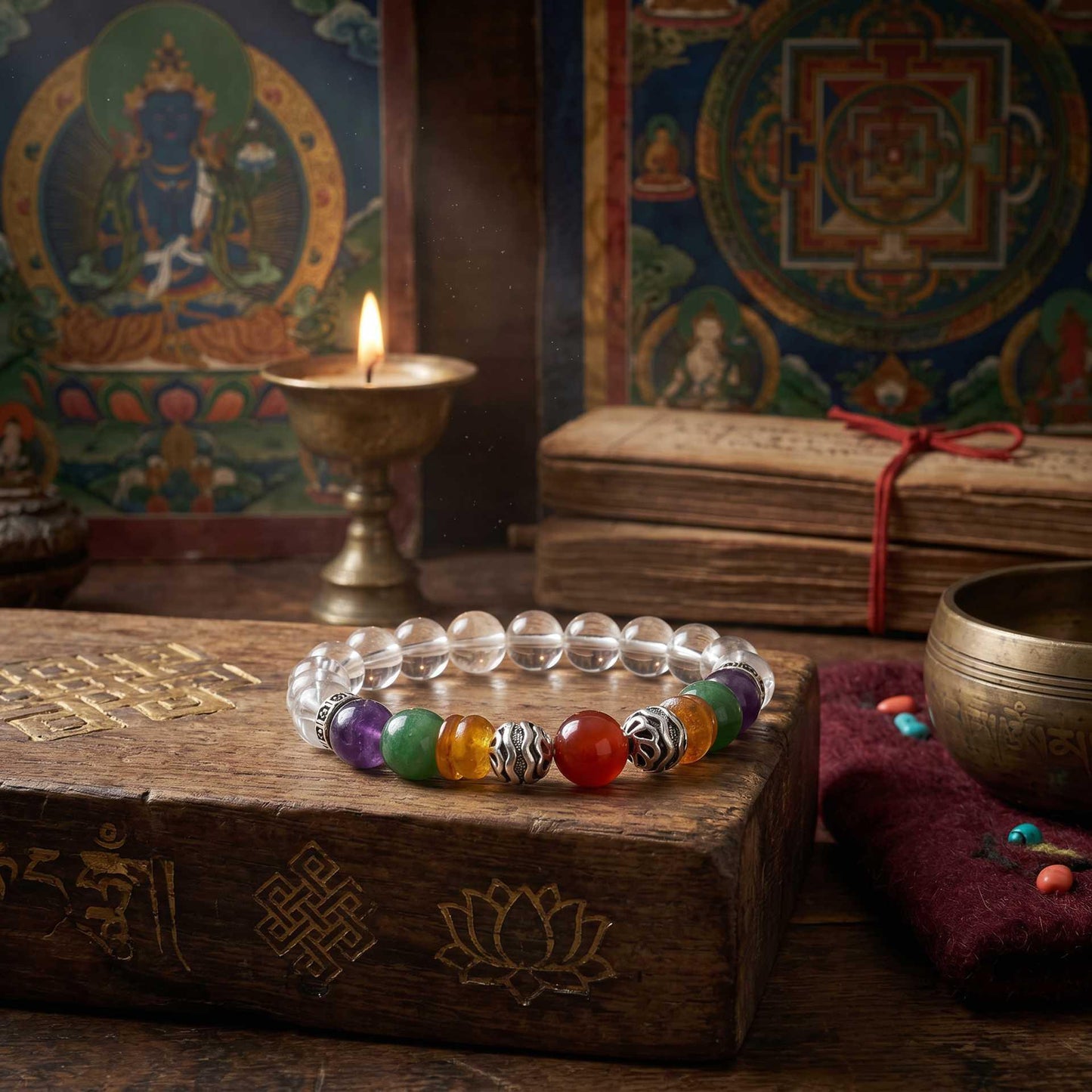 Tibetan Colorful Clear Quartz Purify Bracelet